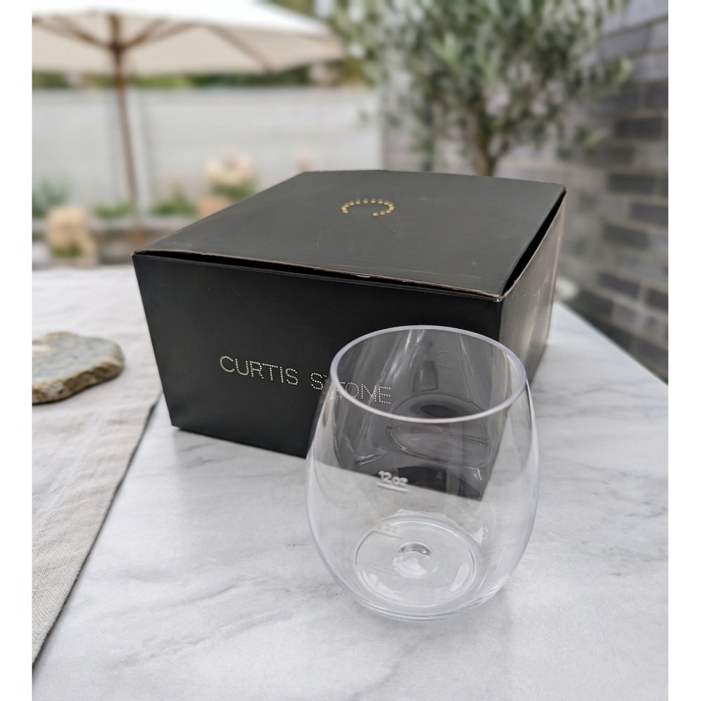 Curtis Stone Set of 4 Unbreakable 16oz Stemless Wine Glasses Thumb Imprint